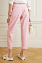 Thumbnail for your product : Stella McCartney Cropped Embroidered High-rise Tapered Jeans - Pink