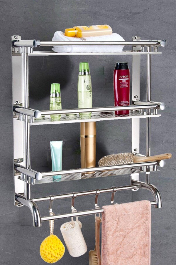 Living and Home 3Tiers Stainless Steel Bathroom Shelf Storage Toilet