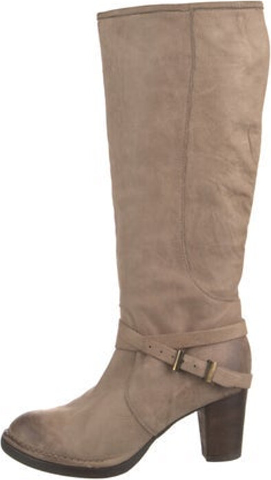 Alberto Fermani Leather Knee-High Riding Boots Neutrals Round-Toes Wrap-Around Straps Unfortunately, due to restrictions, this item may not be eligible for shipping in all areas.