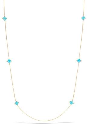 David Yurman Ch'telaine Long Station Necklace with Turquoise and Diamonds in 18K Gold