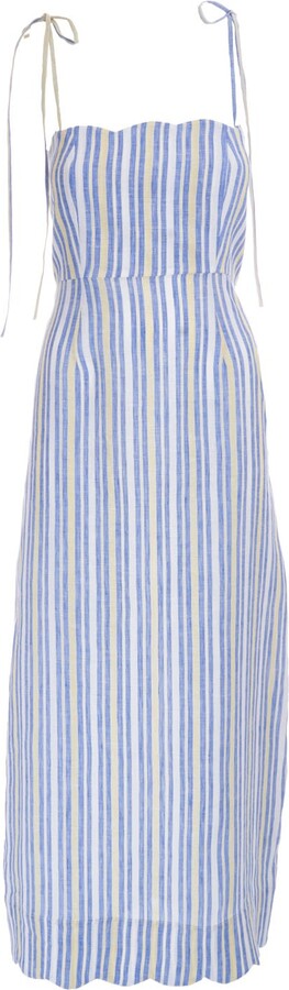 Sofia Tsereteli Blue / White Linen Striped Dress