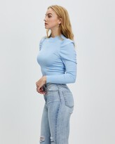 Thumbnail for your product : Glamorous Women's Blue Jumpers - Puff Sleeve Jumper - Size 14 at The Iconic