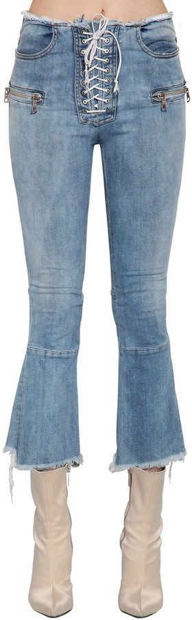 Unravel Lace-Up Flared Cotton Denim Jeans - ShopStyle