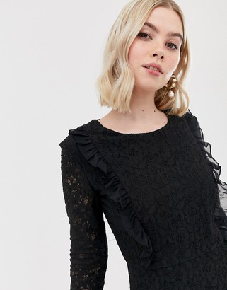 Brave Soul lace overlay long sleeve mini dress