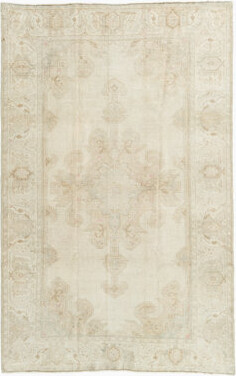 Lavender Oriental Carpets One-of-a-Kind Rectangle 4'7" x 7' 1940s Wool Area Rug in Pale Taupe/Ivory/Gray/Blue/Pink