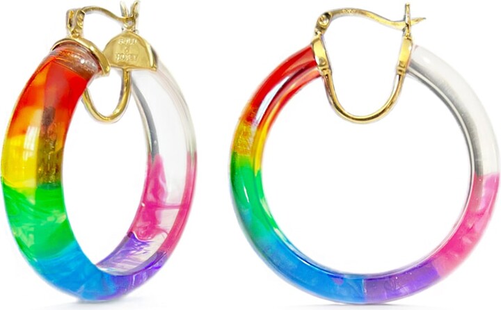 Gold & Honey Rainbow Tie Dye Small Hoop Earrings