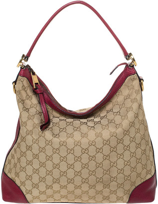 Gucci Beige/Red GG Canvas and Leather Miss GG Hobo - ShopStyle