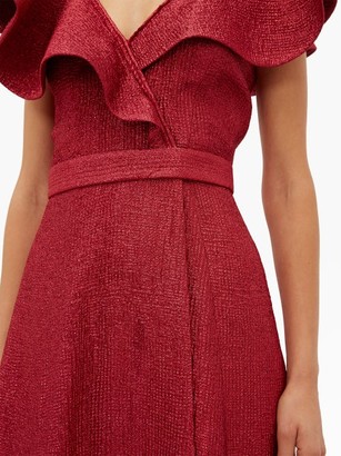 Vika Gazinskaya Ruffled Wool-blend Lame Gown - Red