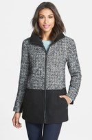 Thumbnail for your product : Ellen Tracy Colorblock Tweed Front Zip Coat