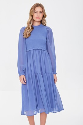Forever 21 Smocked Peasant-Sleeve Dress - ShopStyle