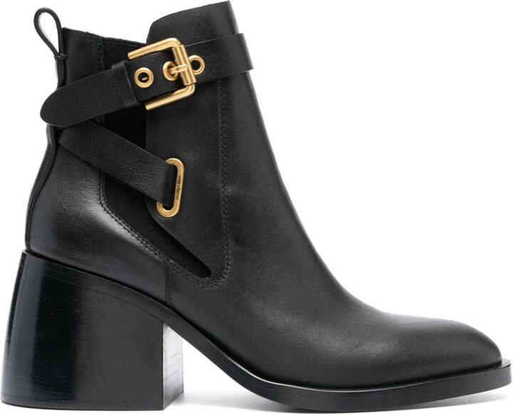 side-buckle 75mm ankle boots