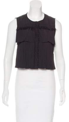 Saloni Pleated Button-Up Top w/ Tags