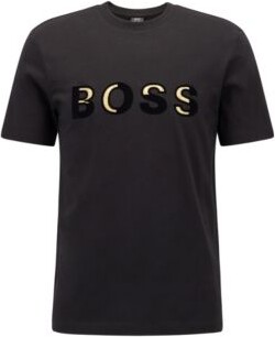 HUGO BOSS Cotton Regular Fit T Shirt With Multicolored Logo - Black -  ShopStyle