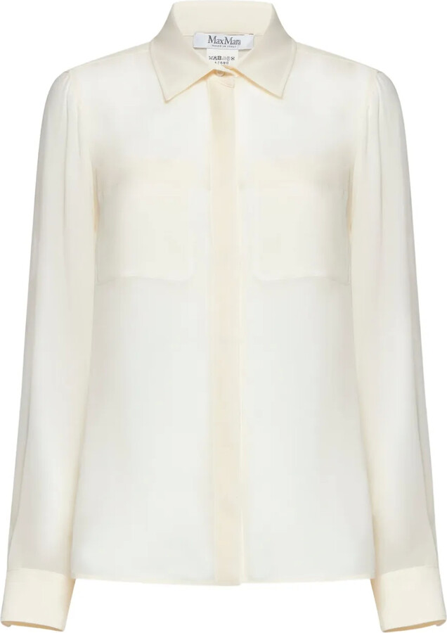 Max Mara Embroidered-Pocket Silk Shirt