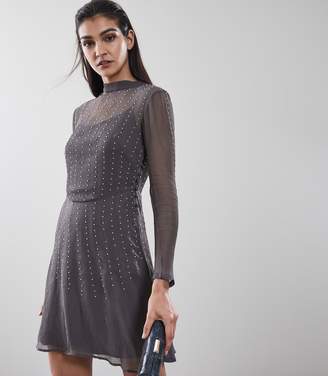 Reiss Camile Embellished Fit And Flare Dress