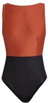Thumbnail for your product : Haight Boat-neck Dipped-side Bi-colour Swimsuit - Black Brown