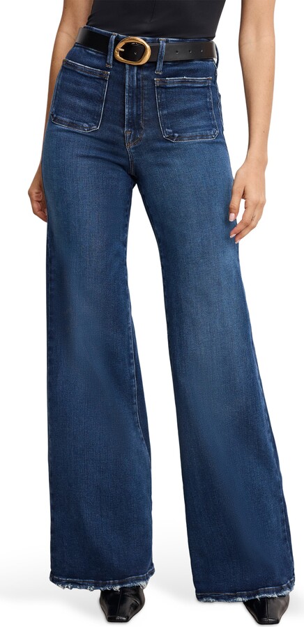 Good American Soft Tech Good Waist Palazzo Jeans