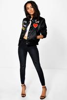 Thumbnail for your product : boohoo Petite Marie Mid Rise Skinny Destroyed Knee Jean