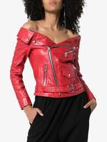 Thumbnail for your product : Faith Connexion off-shoulder zipped leather jacket