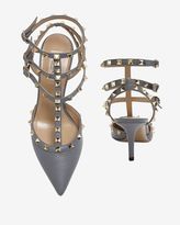 Thumbnail for your product : Valentino Rockstud Cage Kitten Heel Slingback Pump: Grey