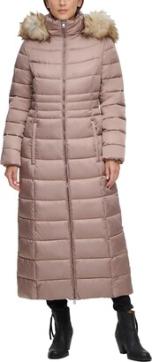 Kenneth Cole Women's Maxi Length Exposed Zip Outerwear Puffer