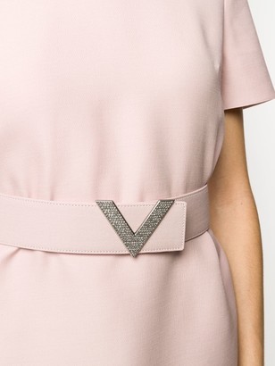 Valentino crepe V pavé belted dress