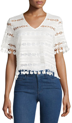 Lucy Paris Embellished Cutout Blouse, White
