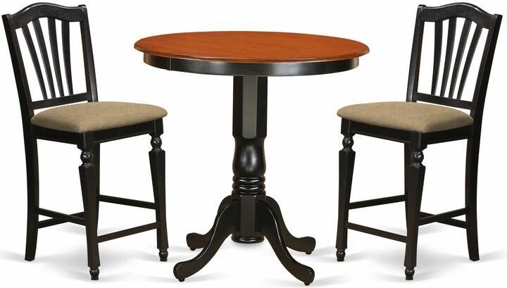 East West Furniture 3 Pc counter height Table and chair set - high Table and 2 counter height Dining chair