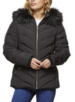 Thumbnail for your product : Miss Selfridge Fur Hooded Puffer Black