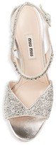 Thumbnail for your product : Miu Miu Jewelled Block-Heel Glitter Slingback Sandals