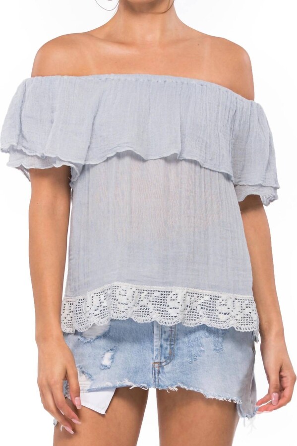 Jens Pirate Booty Tapajos Off The Shoulder Top In Haze Grey