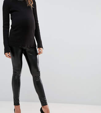 Bandia Maternity Removable Over The Bump Wet Look Legging