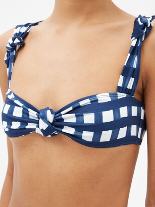 Jacquemus Vichy Tie-knot Check Bikini Top - Navy Check