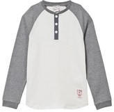 Thumbnail for your product : Cyrillus White and Grey Raglan Henley Tee