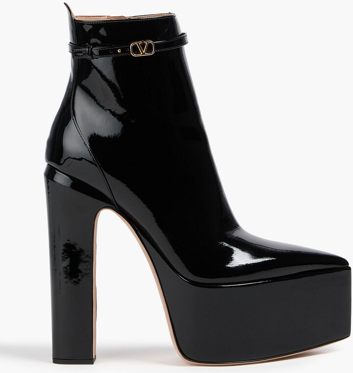Valentino Garavani Tan-Go patent-leather platform ankle boots