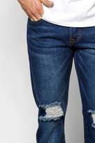 Thumbnail for your product : boohoo Slim Fit Raw Rigid Jeans With Distressing