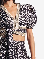 Thumbnail for your product : PatBO Puff-Shoulder Spotted Crop Top