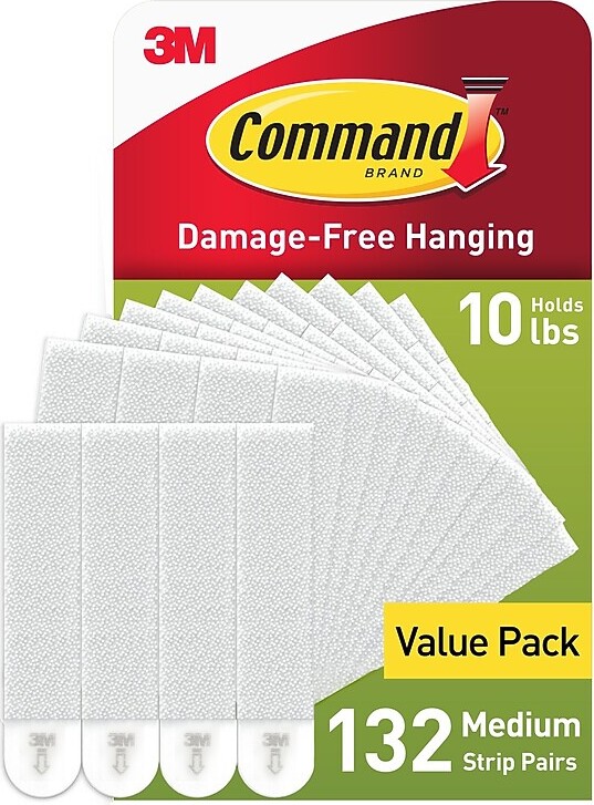 Command Medium Hanging Strips, 12 lb., White, 132 Pairs/Pack (17201-S132NA)
