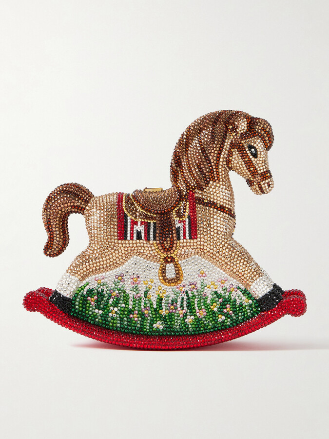 Judith Leiber Rocking Horse Jessie Crystal-embellished Gold-tone Clutch - Multi