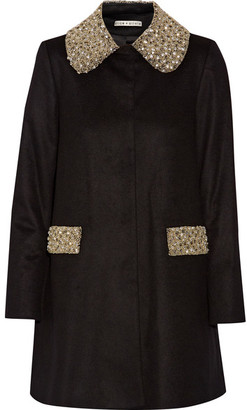 Alice + Olivia Alice Olivia - Iris Embellished Wool And Cashmere-blend Coat - Black
