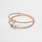 Thumbnail for your product : River Island Womens Rose gold tone diamante pave cuff bracelet