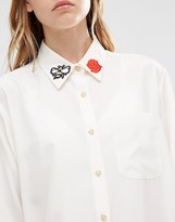 Thumbnail for your product : Reclaimed Vintage Bee Collar Patch Boyfriend Shirt