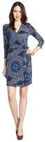 Thumbnail for your product : Donna Morgan blue marigold stretch jersey three quarter sleeve wrap dress