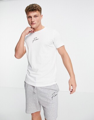 Jack and Jones lounge t-shirt and short set with script logo in white and  gray - ShopStyle
