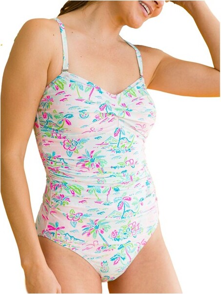 RuffleButts RuffleButtsWomen'sUPF50+ConvertibleBandeauOnePiece-TropicalResort,Women'sS