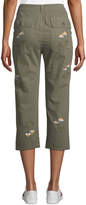 Thumbnail for your product : The Great Embroidered Straight-Leg Cropped Army Pants