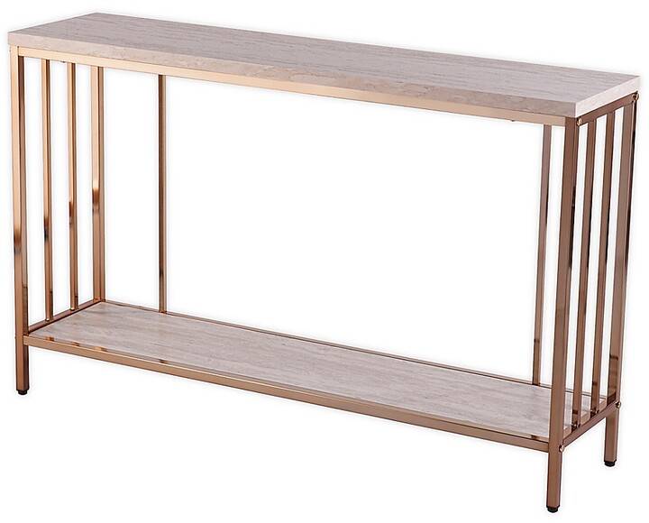 Southern Enterprises Brexlyn Campaign Console Faux Stone Accent Table In Champagne ShopStyle
