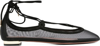 Aquazzura Black Leather Lune Sling 85 Pumps - ShopStyle