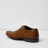 Thumbnail for your product : River Island Tan wide fit lace-up derby shoes