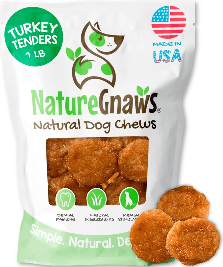 Nature Gnaws USA Turkey Tenders Natural Dog Chew Treats, 1-lb bag
